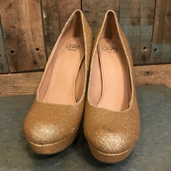 SM New York gold glitter platform heel - Picture 2 of 8